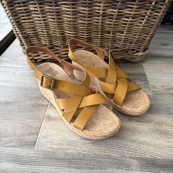 Kork-Ease Korks Nova Comfort Wedge Sandals Mustard Yellow Women’s 10M - Picture 1 of 7